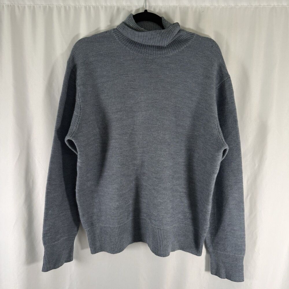 Banana Republic 100% Merino Wool Sweater Women's XL Grey Turtleneck Pullover